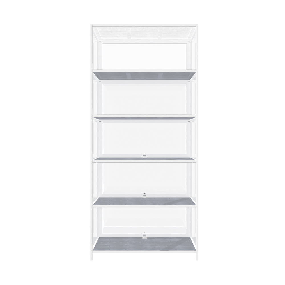Oikiture Display Cabinet 5 Tiers Clear Door White
