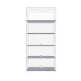 Oikiture Display Cabinet 5 Tiers Clear Door White - Rear View