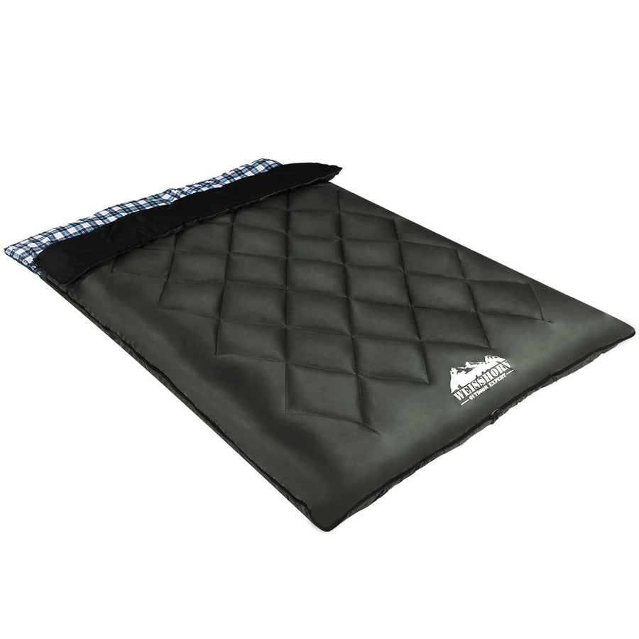 Weisshorn double sleeping bag with two pillows, grey, rated -10°C, double zippers