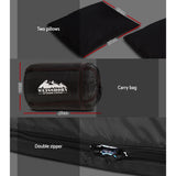 Weisshorn Sleeping Bag Double Pillow Thermal Camping Hiking Tent Grey -10°C - Rear View
