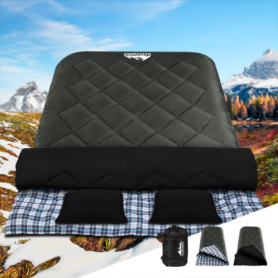 Weisshorn double sleeping bag with two pillows, grey, rated -10°C, image 7