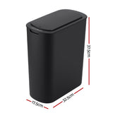 Devanti Automatic Trash Bin with Lid 21L Motion Sensor Kitchen Bin Touchless Garbage Can Modern Black Plastic Slim Rubbish Bin with Liner Holder for Kitchen, Home, Office - Front View