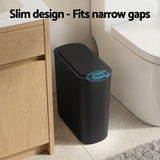 Devanti Automatic Trash Bin with Lid 21L Motion Sensor Kitchen Bin Touchless Garbage Can Modern Black Plastic Slim Rubbish Bin with Liner Holder for Kitchen, Home, Office - Rear View