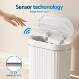 Devanti Sensor Bins 7L Motion Sensor Trash Can Slim Touchless Automatic Waste Bin White - Top-Down View