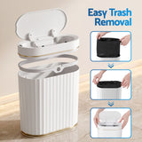 Devanti Sensor Bins 7L Motion Sensor Trash Can Slim Touchless Automatic Waste Bin White - 45-Degree Angle