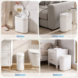 Devanti Sensor Bins 7L Motion Sensor Trash Can Slim Touchless Automatic Waste Bin White - Close-Up Angle