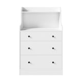 Oikiture Sideboard Buffet Cupboard 3 Chest of Drawers White - Top-Down View