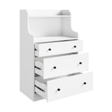 Oikiture Sideboard Buffet Cupboard 3 Chest of Drawers White - Side View