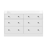 Oikiture Buffet Sideboard Hamptons Style 6 Drawers White