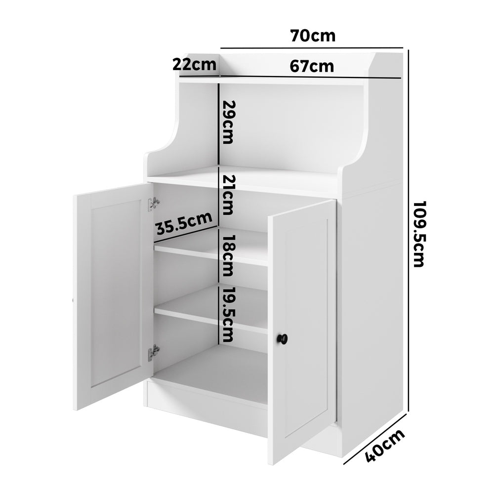 Oikiture Buffet Sideboard Cupboard 2 Doors Hallway Table White