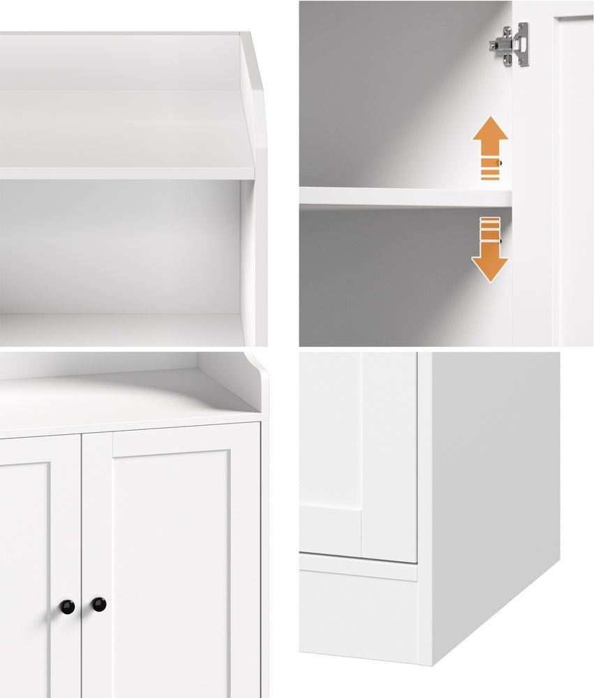 Oikiture Buffet Sideboard Cupboard 2 Doors Hallway Table White