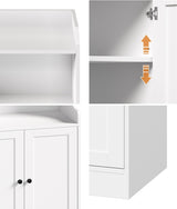 Oikiture Buffet Sideboard Cupboard 2 Doors Hallway Table White - Low Angle