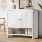 Oikiture Buffet Sideboard Storage Cabinet 2 Doors Cupboard White - Rear View