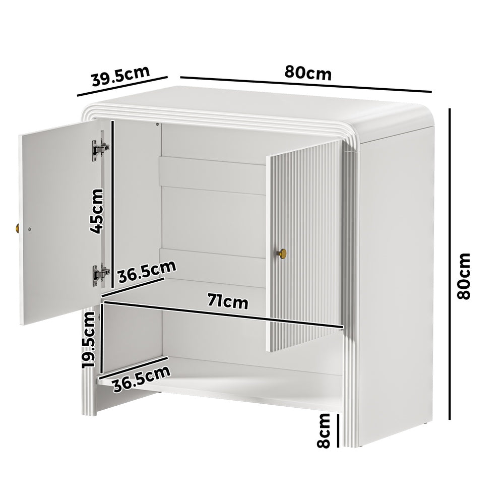 Oikiture Buffet Sideboard Storage Cabinet 2 Doors Cupboard White