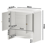 Oikiture Buffet Sideboard Storage Cabinet 2 Doors Cupboard White - Low Angle