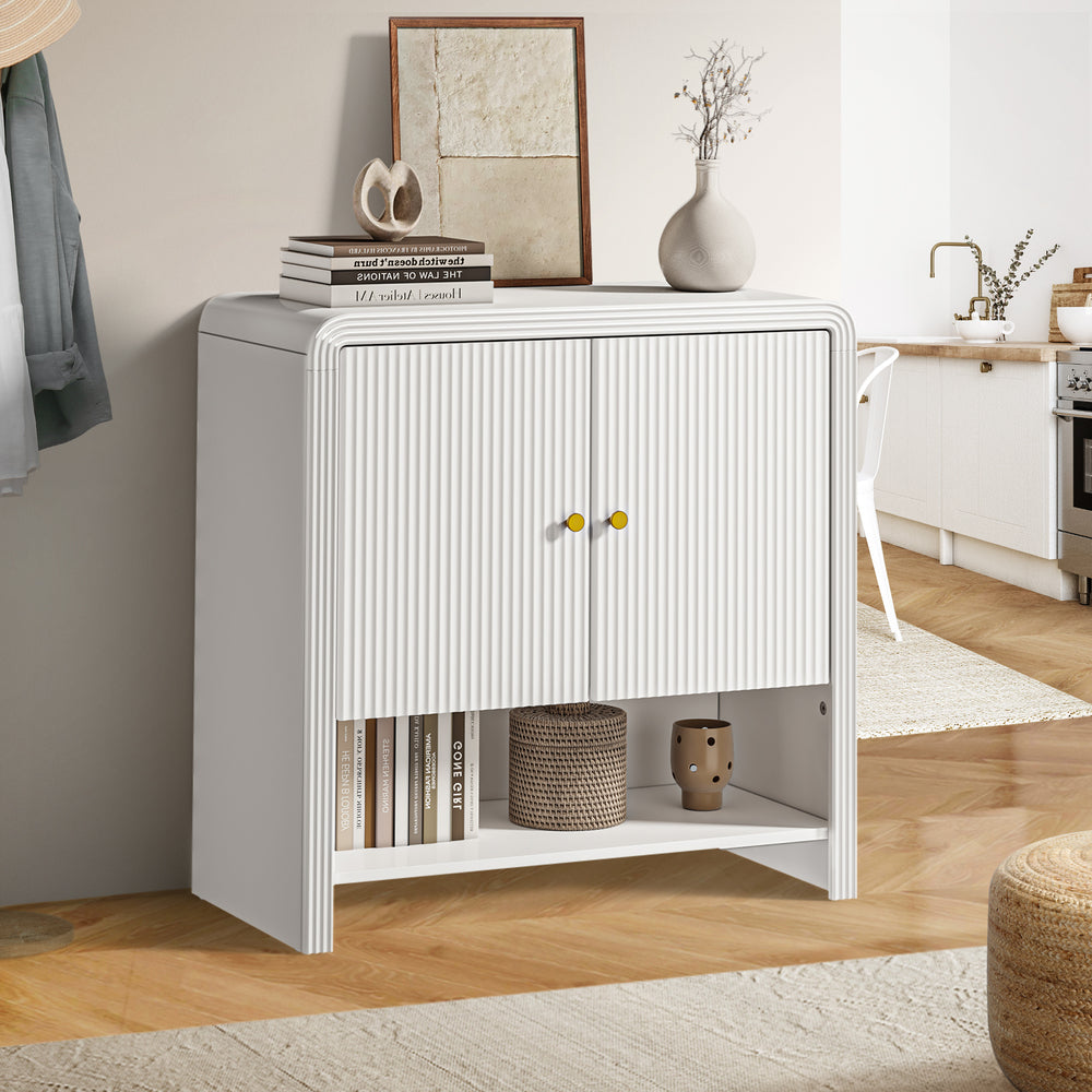 Oikiture Buffet Sideboard Storage Cabinet 2 Doors Cupboard White