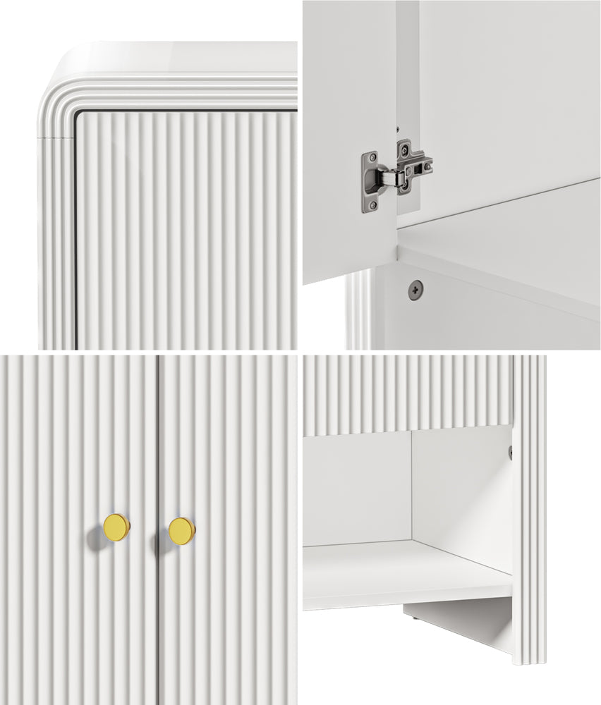 Oikiture Buffet Sideboard Storage Cabinet 2 Doors Cupboard White
