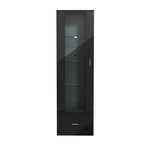 Oikiture Buffet Sideboard LED High Gloss Glass Door Black