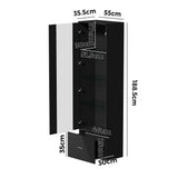 Oikiture Buffet Sideboard LED High Gloss Glass Door Black