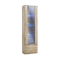Oikiture Display Cabinet Buffet Sideboard LED Light High Gloss Door Natural