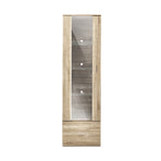 Oikiture Display Cabinet Buffet Sideboard LED Light High Gloss Door Natural