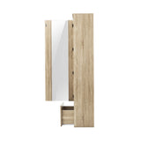 Oikiture Display Cabinet Buffet Sideboard LED Light High Gloss Door Natural