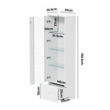 Oikiture Buffet Sideboard LED High Gloss Glass Door White - Rear View