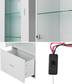 Oikiture Buffet Sideboard LED High Gloss Glass Door White