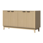 Oikiture Buffet Sideboard Storage Cabinet 4 Doors Cupboard Natural