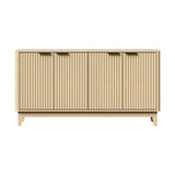 Oikiture Buffet Sideboard Storage Cabinet 4 Doors Cupboard Natural - 45-Degree Angle