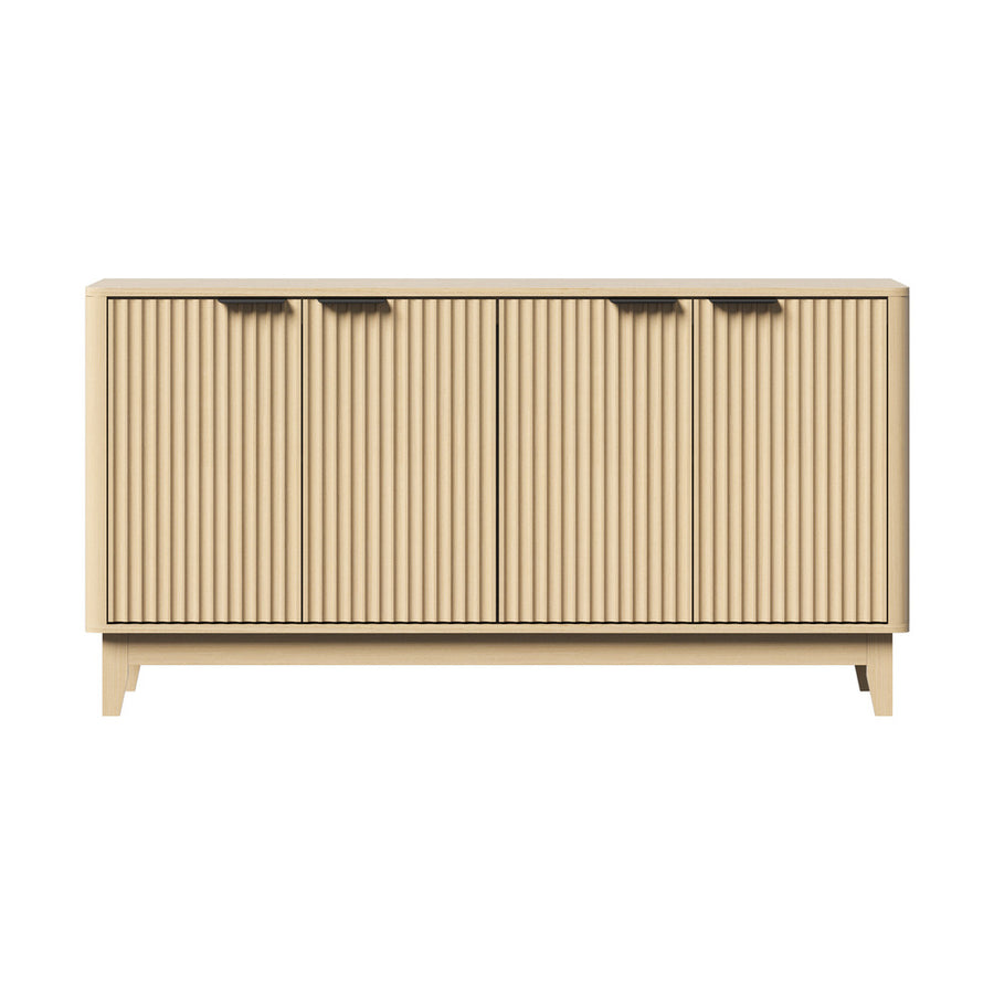 Oikiture Buffet Sideboard Storage Cabinet 4 Doors Cupboard Natural, image 5