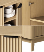Oikiture Buffet Sideboard Storage Cabinet 4 Doors Cupboard Natural, image 4