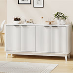Oikiture Buffet Sideboard Storage Cabinet 4 Doors Cupboard White, image 5