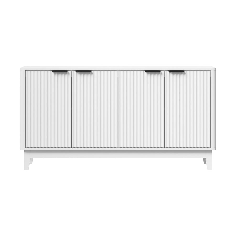 Oikiture Buffet Sideboard Storage Cabinet 4 Doors Cupboard White, image 4