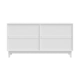 Oikiture Buffet Sideboard Storage Cabinet 4 Doors Cupboard White - Low Angle
