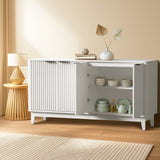 Oikiture Buffet Sideboard Storage Cabinet 4 Doors Cupboard White