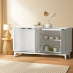Oikiture Buffet Sideboard Storage Cabinet 4 Doors Cupboard White, image 3