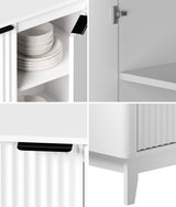 Oikiture Buffet Sideboard Storage Cabinet 4 Doors Cupboard White - Front View