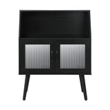 Oikiture Sideboard with Open Shelf and Glass Doors