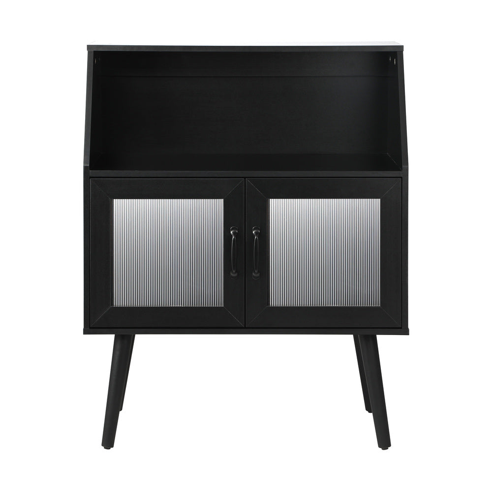 Oikiture Sideboard with Open Shelf and Glass Doors
