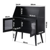 Oikiture Sideboard with Open Shelf and Glass Doors - Low Angle