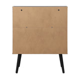 Oikiture Sideboard with Open Shelf and Glass Doors - 45-Degree Angle