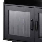 Oikiture Sideboard with Open Shelf and Glass Doors