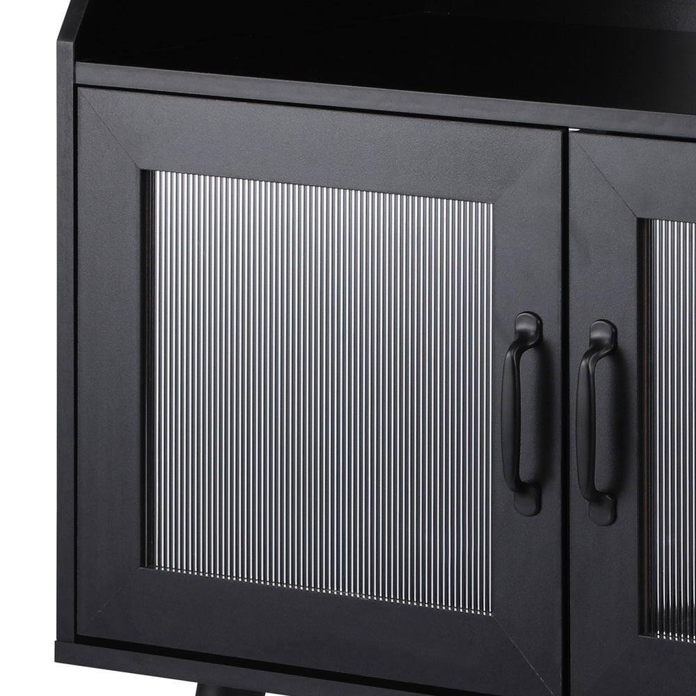 Oikiture Sideboard with Open Shelf and Glass Doors