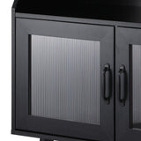 Oikiture Sideboard with Open Shelf and Glass Doors - Front View