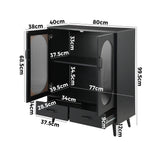 Oikiture Sideboard with Pull Up Drawers and Glass Doors - Low Angle