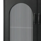 Oikiture Sideboard with Pull Up Drawers and Glass Doors