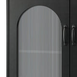 Oikiture Sideboard with Pull Up Drawers and Glass Doors - Side View