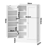 Oikiture Buffet Sideboard Cabinet 2 Doors Cupboard Pantry Kitchen Storage White