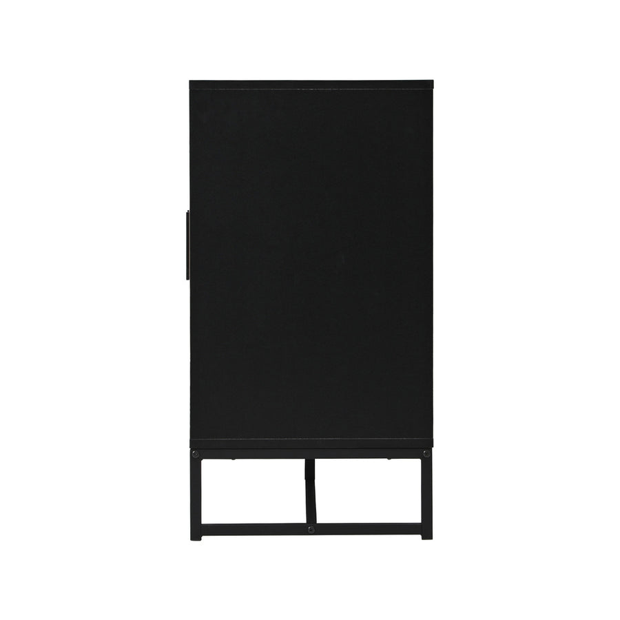 Oikiture industrial buffet sideboard with 3 drawers and 2 doors, woodgrain and black, image 10